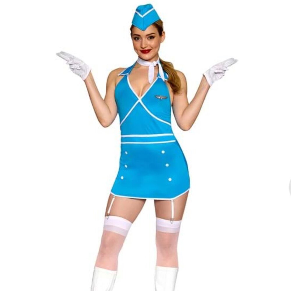 Vintage Toxic Flight Attendant Costume for Women